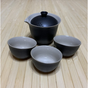 Дорожный набор чайной посуды черный на 3 персоны. Photo 2